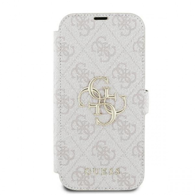 Guess iPhone 16 Pro Max - 4G Metal Logo Θήκη Πορτοφόλι με Επένδυση Συνθετικού Δέρματος - Pink - GUBKP16X4GMGPI