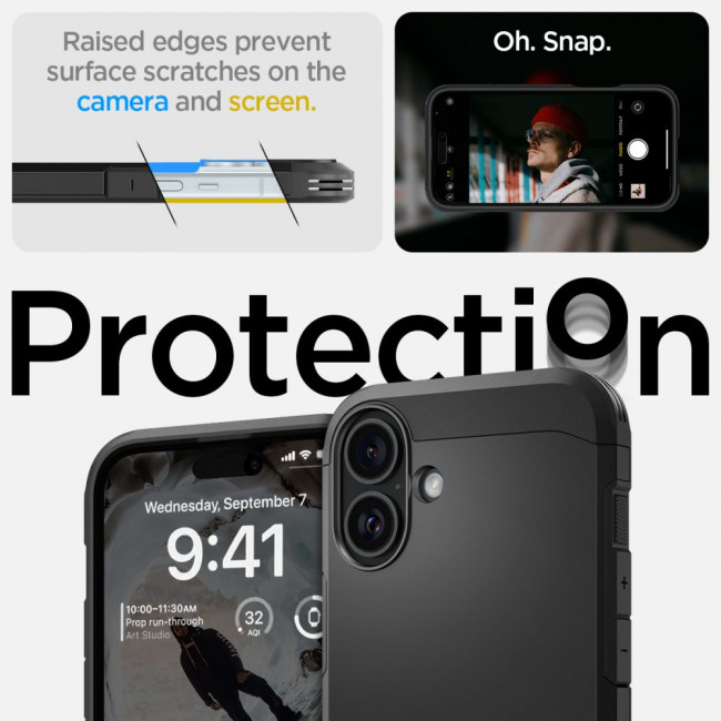 Spigen iPhone 16 Tough Armor Mag Σκληρή Θήκη με MagSafe - Black