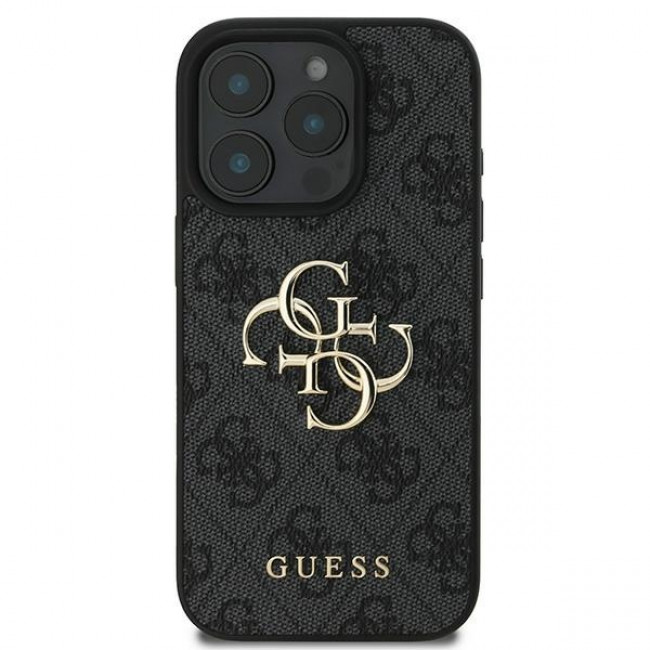 Guess iPhone 16 Pro - 4G Big Logo - Θήκη με Επένδυση Συνθετικού Δέρματος - Black - GUHCP16L4GMGGR