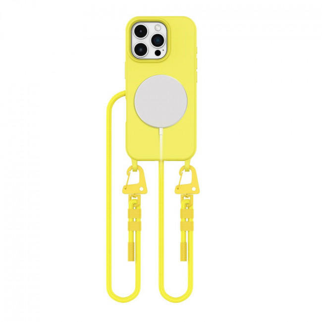 Tech-Protect iPhone 16 Pro Max MagNecklace - MagSafe Θήκη Σιλικόνης TPU με Pυθμιζόμενο Αποσπώμενο Κορδόνι - Canary Yellow