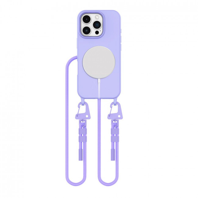 Tech-Protect iPhone 16 Pro MagNecklace - MagSafe Θήκη Σιλικόνης TPU με Pυθμιζόμενο Αποσπώμενο Κορδόνι - Lavender