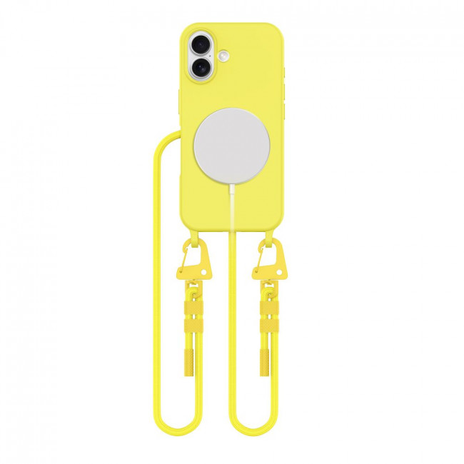 Tech-Protect iPhone 16 MagNecklace - MagSafe Θήκη Σιλικόνης TPU με Pυθμιζόμενο Αποσπώμενο Κορδόνι - Canary Yellow