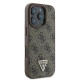 Guess iPhone 16 Pro - Leather 4G Triangle Strass - Θήκη με Επένδυση Συνθετικού Δέρματος - Brown - GUHCP16LP4TDPW