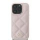 Guess iPhone 16 Pro - Quilted Metal Logo - Θήκη με Επένδυση Συνθετικού Δέρματος - Pink - GUHCP16LPSQSQSP