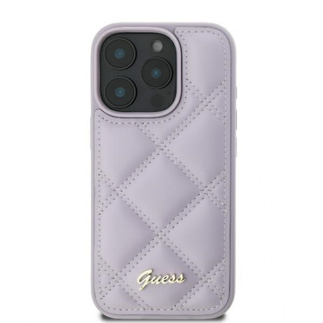 Guess iPhone 16 Pro - Quilted Metal Logo - Θήκη με Επένδυση Συνθετικού Δέρματος - Purple - GUHCP16LPSQSQSU