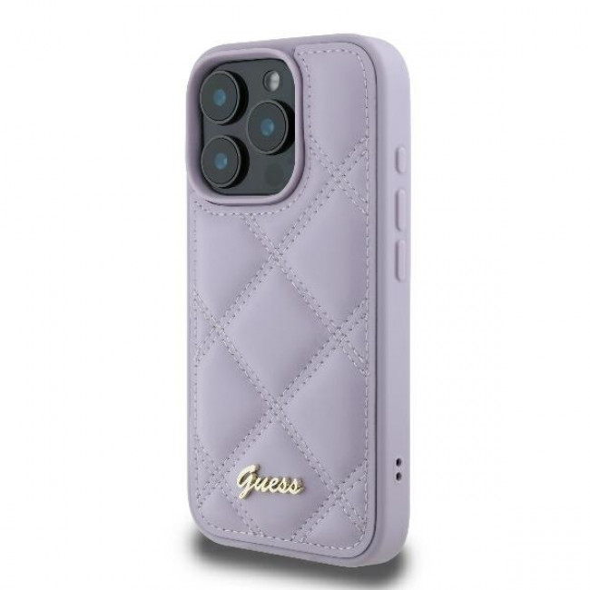 Guess iPhone 16 Pro - Quilted Metal Logo - Θήκη με Επένδυση Συνθετικού Δέρματος - Purple - GUHCP16LPSQSQSU