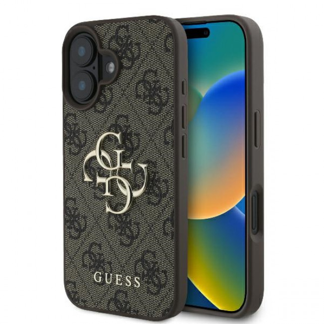 Guess iPhone 16 Plus - 4G Big Logo - Θήκη με Επένδυση Συνθετικού Δέρματος - Brown - GUHCP16M4GMGBR