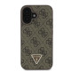 Guess iPhone 16 Plus - Leather 4G Triangle Strass - Θήκη με Επένδυση Συνθετικού Δέρματος - Brown - GUHCP16MP4TDPW