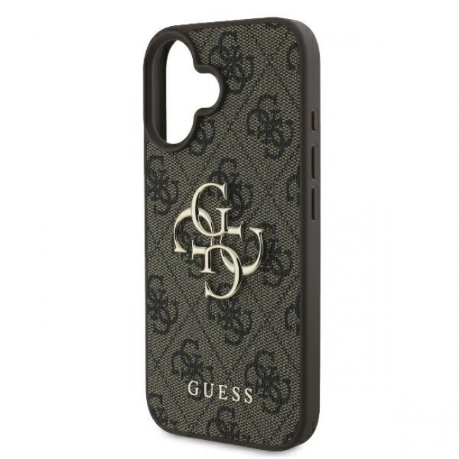 Guess iPhone 16 - 4G Big Logo - Θήκη με Επένδυση Συνθετικού Δέρματος - Brown - GUHCP16S4GMGBR