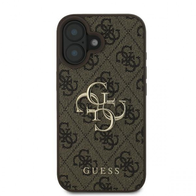 Guess iPhone 16 - 4G Big Logo - Θήκη με Επένδυση Συνθετικού Δέρματος - Brown - GUHCP16S4GMGBR