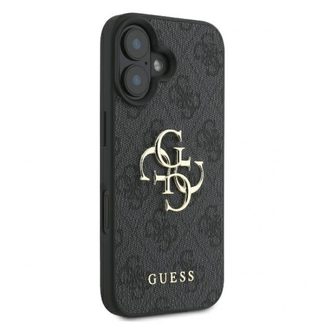 Guess iPhone 16 - 4G Big Logo - Θήκη με Επένδυση Συνθετικού Δέρματος - Black - GUHCP16S4GMGGR