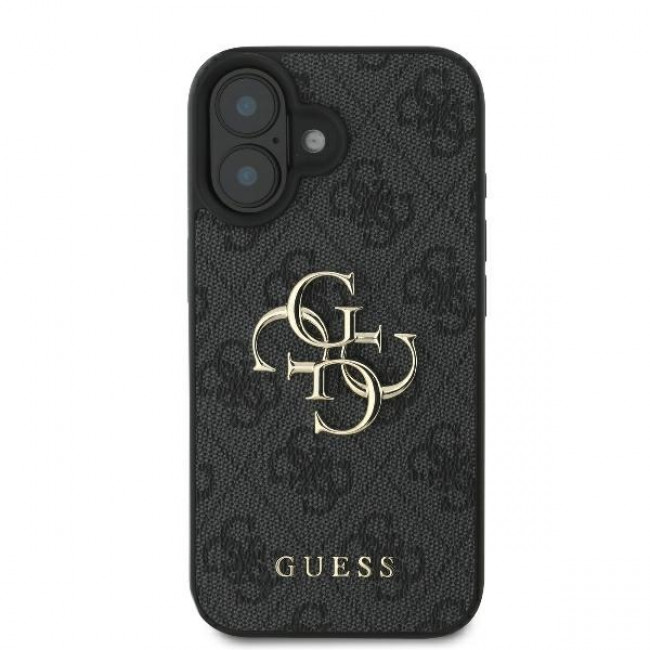 Guess iPhone 16 - 4G Big Logo - Θήκη με Επένδυση Συνθετικού Δέρματος - Black - GUHCP16S4GMGGR