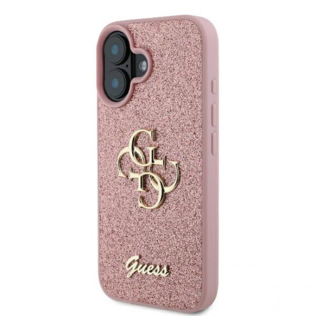 Guess iPhone 16 - Fixed Glitter Big 4G - Σκληρή Θήκη με Πλαίσιο Σιλικόνης - Pink - GUHCP16SHG4SGP