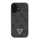 Guess iPhone 16 - Leather 4G Triangle Strass - Θήκη με Επένδυση Συνθετικού Δέρματος - Black - GUHCP16SP4TDPK