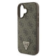 Guess iPhone 16 - Leather 4G Triangle Strass - Θήκη με Επένδυση Συνθετικού Δέρματος - Brown - GUHCP16SP4TDPW