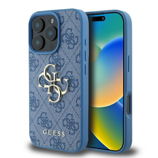 Guess iPhone 16 Pro Max - 4G Big Logo - Θήκη με Επένδυση Συνθετικού Δέρματος - Blue - GUHCP16X4GMGBL