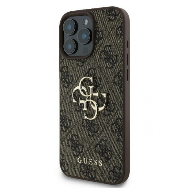 Guess iPhone 16 Pro Max - 4G Big Logo - Θήκη με Επένδυση Συνθετικού Δέρματος - Brown - GUHCP16X4GMGBR