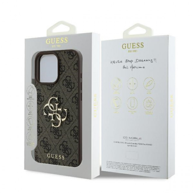 Guess iPhone 16 Pro Max - 4G Big Logo - Θήκη με Επένδυση Συνθετικού Δέρματος - Brown - GUHCP16X4GMGBR