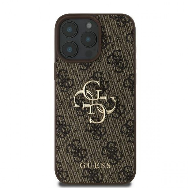 Guess iPhone 16 Pro Max - 4G Big Logo - Θήκη με Επένδυση Συνθετικού Δέρματος - Brown - GUHCP16X4GMGBR