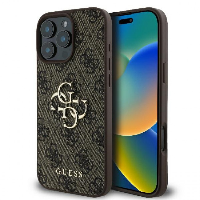 Guess iPhone 16 Pro Max - 4G Big Logo - Θήκη με Επένδυση Συνθετικού Δέρματος - Brown - GUHCP16X4GMGBR