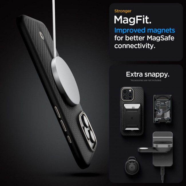 Spigen iPhone 16 Pro Enzo Aramid Mag Σκληρή Θήκη Aramid Fiber με MagSafe - Black Natural