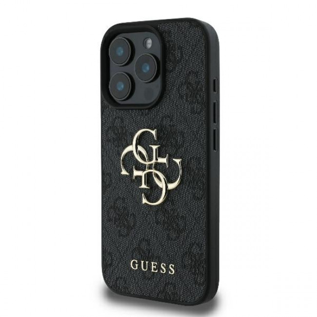 Guess iPhone 16 Pro Max - 4G Big Logo - Θήκη με Επένδυση Συνθετικού Δέρματος - Black - GUHCP16X4GMGGR