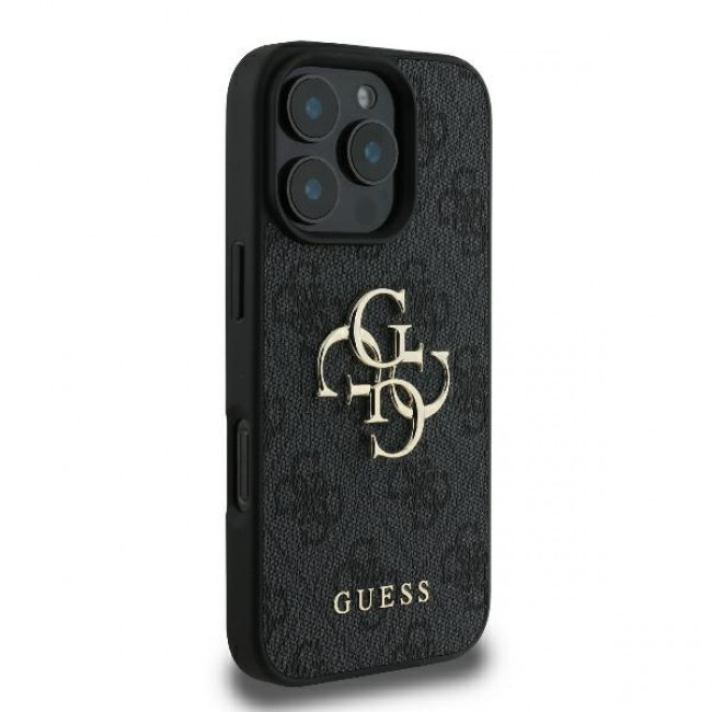 Guess iPhone 16 Pro Max - 4G Big Logo - Θήκη με Επένδυση Συνθετικού Δέρματος - Black - GUHCP16X4GMGGR