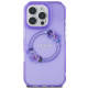 Guess iPhone 16 Pro - IML Flowers Wreath - MagSafe Σκληρή Θήκη με Πλαίσιο Σιλικόνης - Purple - GUHMP16LHFWFCU