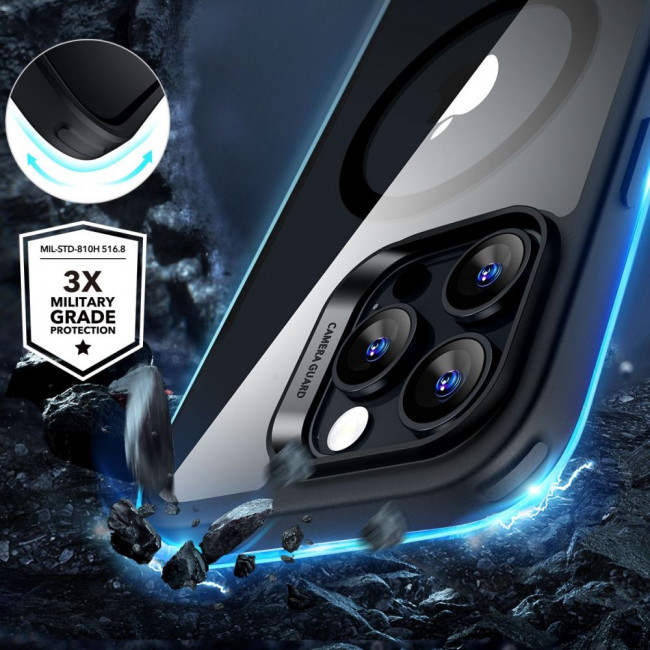 ESR iPhone 16 Pro Max Classic Hybrid Halolock MagSafe Σκληρή Θήκη με Πλαίσιο Σιλικόνης και Αντιχαρακτικό Γυαλί Οθόνης - Διάφανη / Black