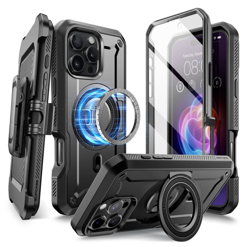 Supcase iPhone 16 Pro - UB Pro Mag Σκληρή Θήκη με Προστασία Οθόνης και Stand με MagSafe - Black