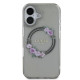 Guess iPhone 16 - IML Flowers Wreath - MagSafe Σκληρή Θήκη με Πλαίσιο Σιλικόνης - Black - GUHMP16SHFWFCK