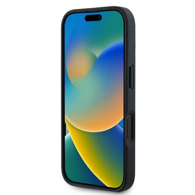 Guess iPhone 16 Pro Max - New 4G Triangle - Θήκη με Επένδυση Συνθετικού Δέρματος - Black - GUHCP16XPG4GPK