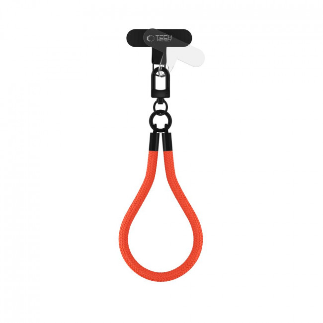 Tech-Protect C3S Rope Wrist Strap - Universal Λουράκι Καρπού για Θήκη Κινητού - Orange / Black