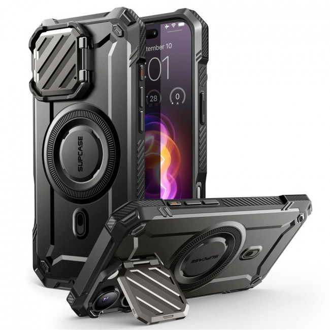 Supcase iPhone 16 Pro UB XT Mag Σκληρή Θήκη με Ανοιγόμενο Κάλυμμα Κάμερας / Stand και Magsafe - Black