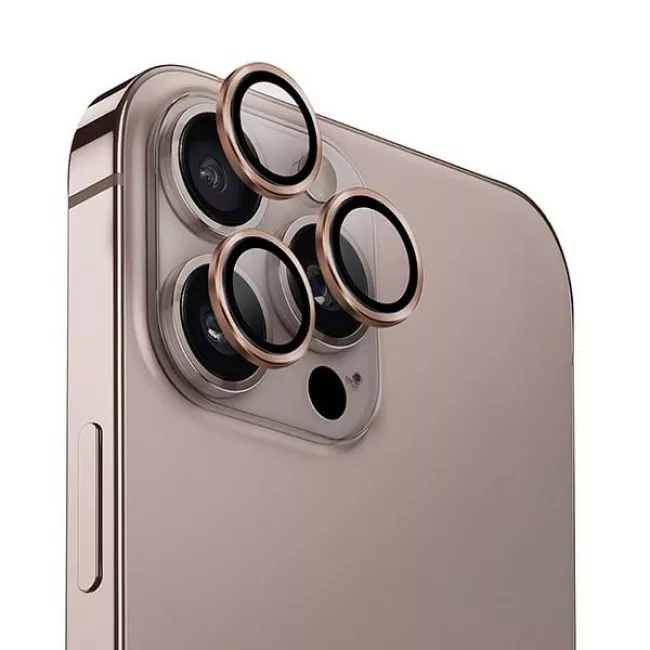 Uniq iPhone 16 Pro / 16 Pro Max Optix Aluminum Camera Lens Protector Αντιχαρακτικό Γυαλί για την Κάμερα - Taupe Gold