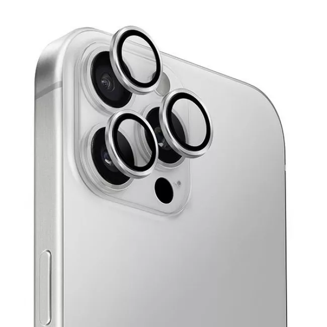 Uniq iPhone 16 Pro / 16 Pro Max Optix Aluminum Camera Lens Protector Αντιχαρακτικό Γυαλί για την Κάμερα - Sterling Silver