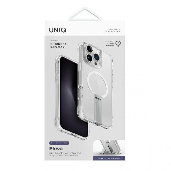 Uniq iPhone 16 Pro Max Eleva MagSafe Σκληρή Θήκη με Πλαίσιο Σιλικόνης και Stand - Διάφανη / Silver