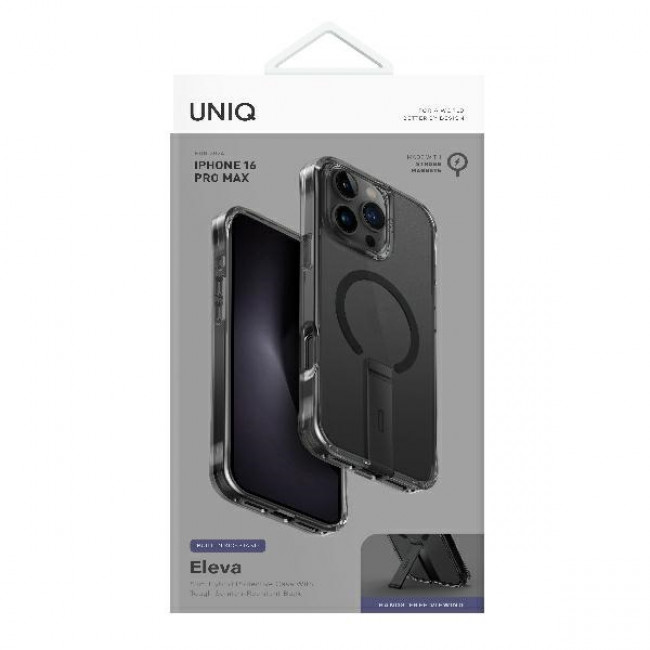 Uniq iPhone 16 Pro Max Eleva MagSafe Σκληρή Θήκη με Πλαίσιο Σιλικόνης και Stand - Black