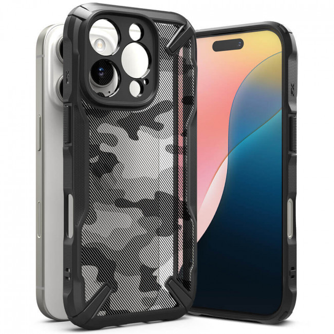 Ringke iPhone 16 Pro Fusion X Σκληρή Θήκη με Πλαίσιο Σιλικόνης - Camo Black