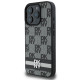 DKNY iPhone 16 Pro - Checkered Pattern and Printed Stripes Σκληρή Θήκη με Επένδυση Συνθετικού Δέρματος - Black