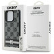 DKNY iPhone 16 Pro - Checkered Pattern and Printed Stripes Σκληρή Θήκη με Επένδυση Συνθετικού Δέρματος - Black