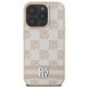 DKNY iPhone 16 Pro - Checkered Pattern and Printed Stripes Σκληρή Θήκη με Επένδυση Συνθετικού Δέρματος - Pink