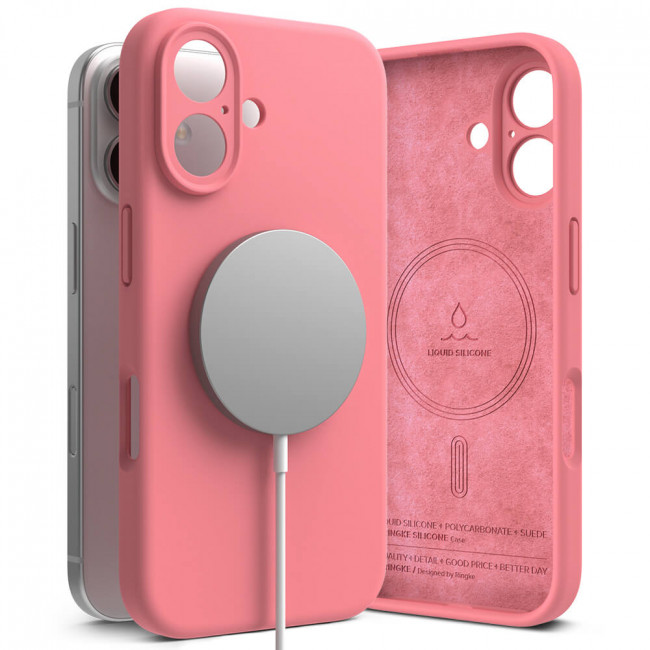 Ringke iPhone 16 Plus Silicone Magnetic MagSafe Case Θήκη Σιλικόνης με MagSafe - Pink