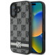 DKNY iPhone 16 - Checkered Pattern and Printed Stripes Σκληρή Θήκη με Επένδυση Συνθετικού Δέρματος - Black