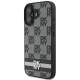 DKNY iPhone 16 - Checkered Pattern and Printed Stripes Σκληρή Θήκη με Επένδυση Συνθετικού Δέρματος - Black