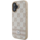 DKNY iPhone 16 - Checkered Pattern and Printed Stripes Σκληρή Θήκη με Επένδυση Συνθετικού Δέρματος - Pink