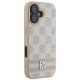 DKNY iPhone 16 - Checkered Pattern and Printed Stripes Σκληρή Θήκη με Επένδυση Συνθετικού Δέρματος - Pink