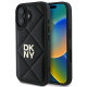 DKNY iPhone 16 - Quilted Stack Logo Σκληρή Θήκη με Επένδυση Συνθετικού Δέρματος - Black