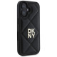 DKNY iPhone 16 - Quilted Stack Logo Σκληρή Θήκη με Επένδυση Συνθετικού Δέρματος - Black