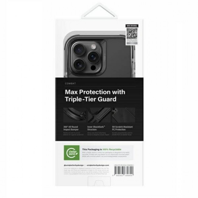 Uniq iPhone 16 Pro Max Combat Magclick Σκληρή Θήκη με Πλαίσιο Σιλικόνης και MagSafe - Black